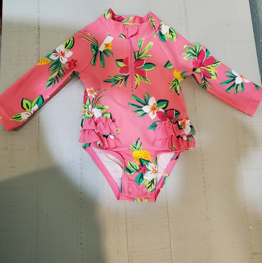 Carter's 3 month long sleeve floral swimsuit